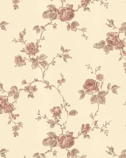 Lim & Handtryck Tapet - Rosen gul/rödbrun