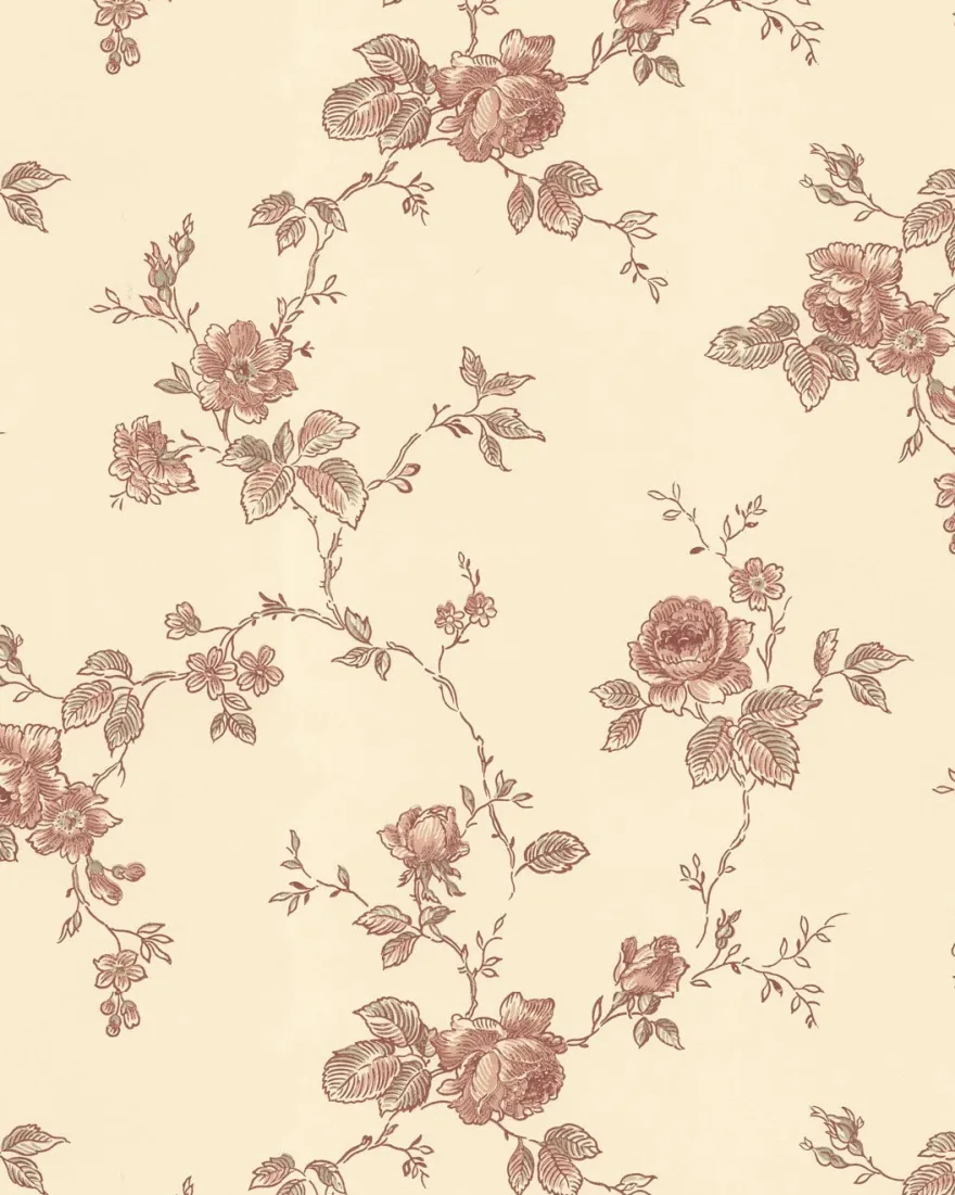 Lim & Handtryck Tapet - Rosen gul/rödbrun