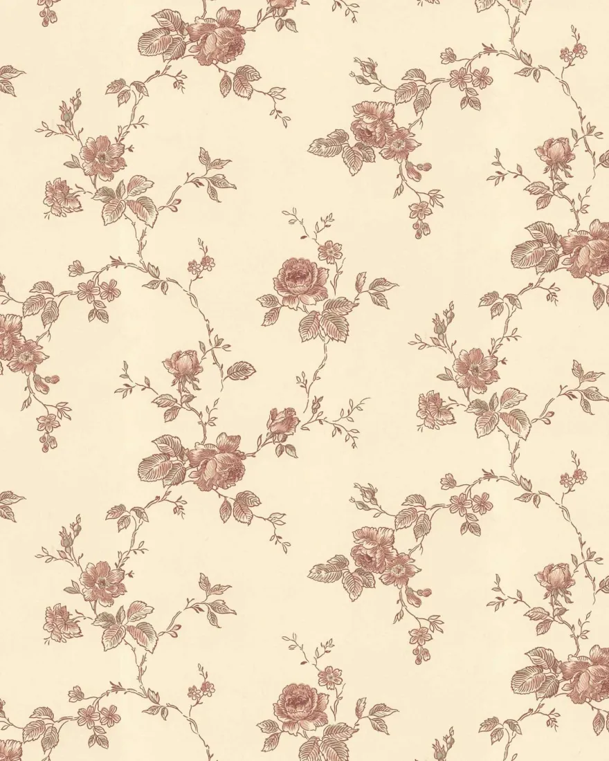 Lim & Handtryck Tapet - Rosen gul/rödbrun