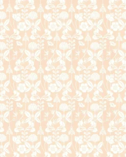 Lim & Handtryck Tapet - Solsidan rosa/vit