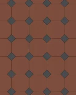 Oktagonklinker - 15 x 15 cm röd/svart