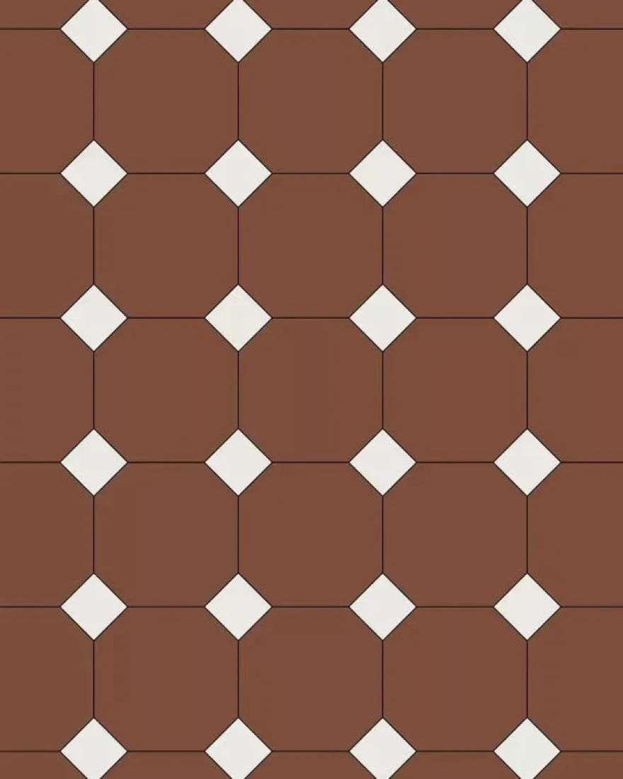 Oktagonklinker - 15 x 15 cm röd/vit