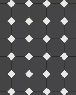 Oktagonklinker - 15 x 15 cm svart/vit