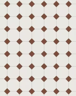 Oktagonklinker - 10 x 10 cm vit/röd