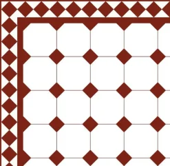 Oktagonklinker - 15 x 15 cm vit/röd