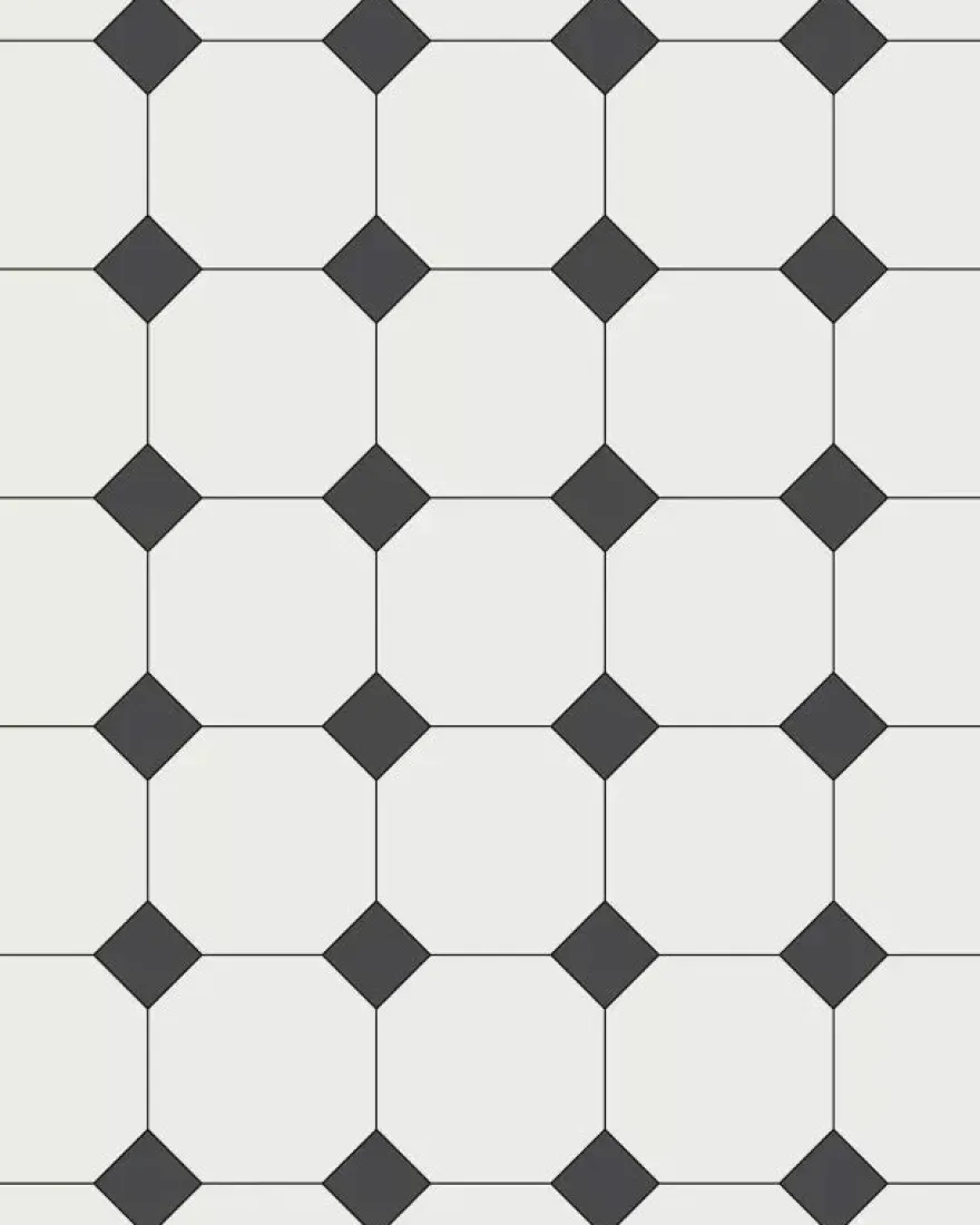 Oktagonklinker - 15 x 15 cm vit/svart