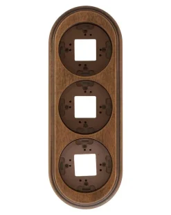 Ram till strömbrytare 3 hål mörkbetsat trä - Fontini utanpåliggande