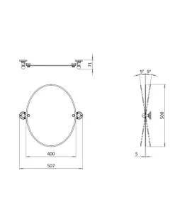 Spegel - Burlington oval, krom