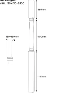 Svarvad pelare - Gran 2500 x 130 mm