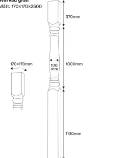 Svarvad pelare - Stolpe gran 2500 x 170 mm