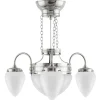 Takkrona - Trearmad ringkrona nickel, opalvitt glas