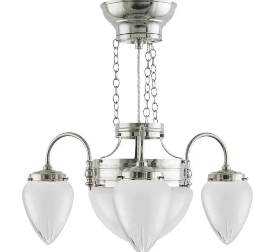 Takkrona - Trearmad ringkrona nickel, slipat mattglas
