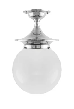 Taklampa - Dahlberg 100 nickel, opalvit klotskärm
