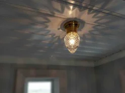 Taklampa - Frödingplafond 80 mässing, droppe klarglas