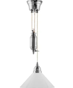 Taklampa - Skomakarhiss nickel, hög vit skärm 25 cm
