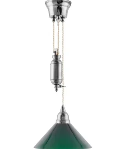 Taklampa - Skomakarhiss nickel, hög grön skärm 25 cm