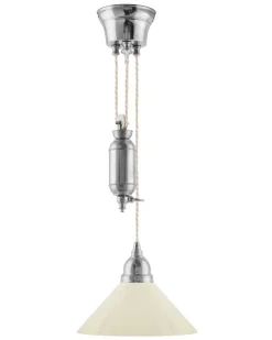 Taklampa - Skomakarhiss nickel med hög benvit skärm 25 cm