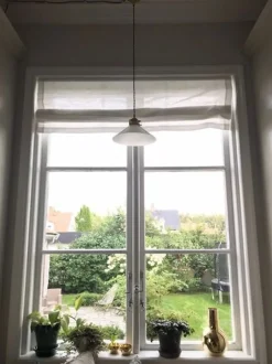 Taklampa - Skomakarsladd nickel, vit skärm 25 cm