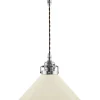 Taklampa - Skomakarsladd nickel med hög benvit skärm 25 cm