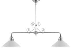 Taklampa - Spelbordslampa med ornament nickel, vit skärm