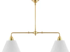 Taklampa - Spelbordslampa mässing, tygskärmar