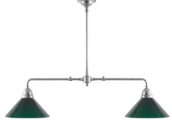 Taklampa - Spelbordslampa nickel, gröna skärmar