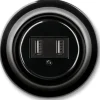 USB-ladduttag dubbelt svart porslin - ABB Decento