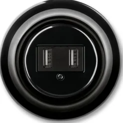 USB-ladduttag dubbelt svart porslin - ABB Decento