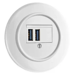USB-uttag dubbelt vit duroplast - THPG infällt