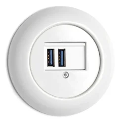 USB-uttag dubbelt vitt porslin - THPG infällt