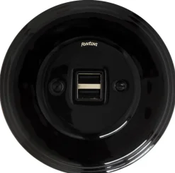 USB-uttag svart porslin - Fontini infällt