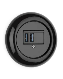 USB-uttag svart porslin - THPG infällt