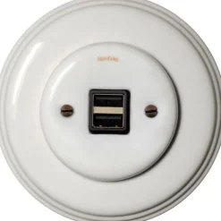 USB-uttag vitt porslin - Fontini infällt
