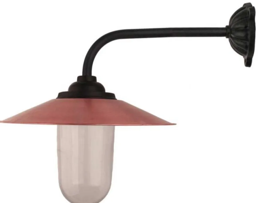 Utomhuslampa - Stallampa 90° lång böj, kopparskärm