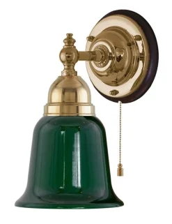 Vägglampa - Adelborg mässing med grönt glas