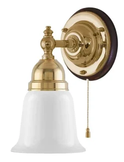 Vägglampa - Adelborg mässing, opalvit klocka