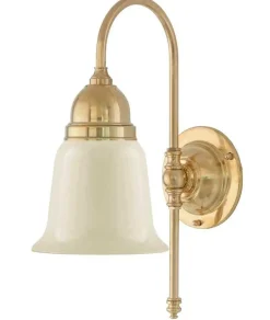 Vägglampa - Ahlström mässing, benvit klocka