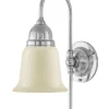Vägglampa - Ahlström nickel, benvit klocka