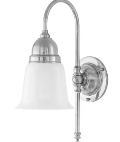 Vägglampa - Ahlström nickel, opalvit klocka