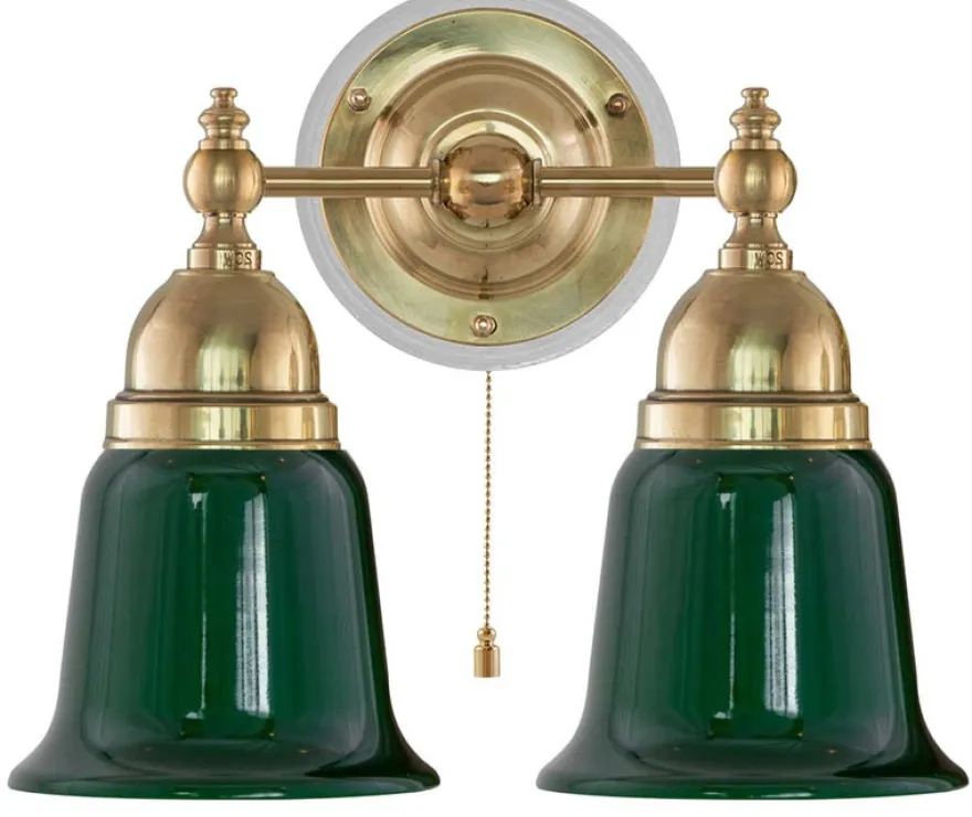 Vägglampa - Bergman mässing, grön klocka
