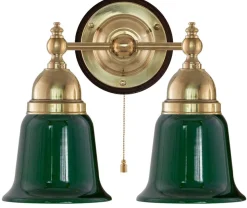 Vägglampa - Bergman mässing, grön klocka