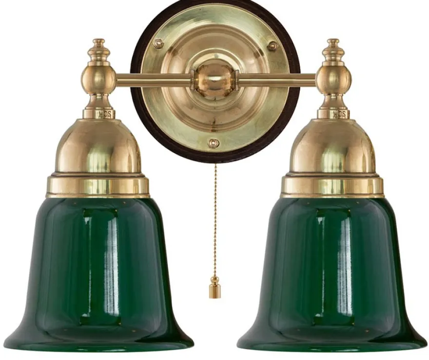 Vägglampa - Bergman mässing, grön klocka