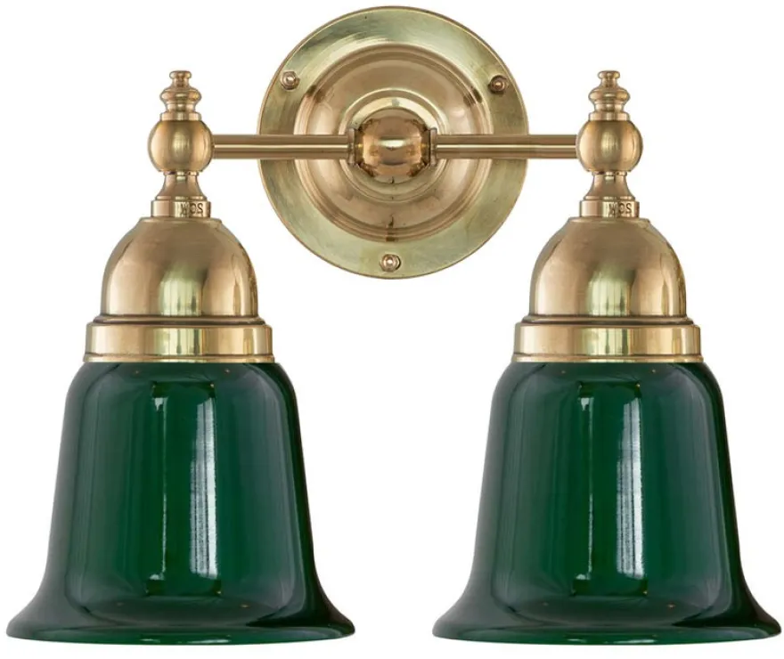 Vägglampa - Bergman mässing, grön klocka