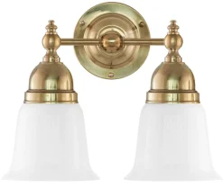 Vägglampa - Bergman mässing, opalvit klocka