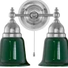 Vägglampa - Bergman nickel, grön klocka