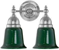 Vägglampa - Bergman nickel, grön klocka
