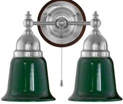 Vägglampa - Bergman nickel, grön klocka