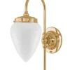 Vägglampa - Blomberg 80 mässing, droppe opalvit
