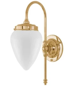 Vägglampa - Blomberg 80 mässing, droppe opalvit
