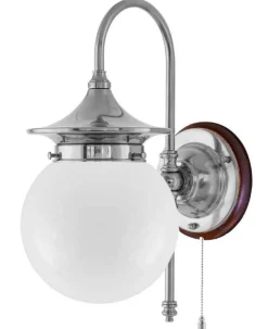 Vägglampa - Fryxell nickel, opalvit klot